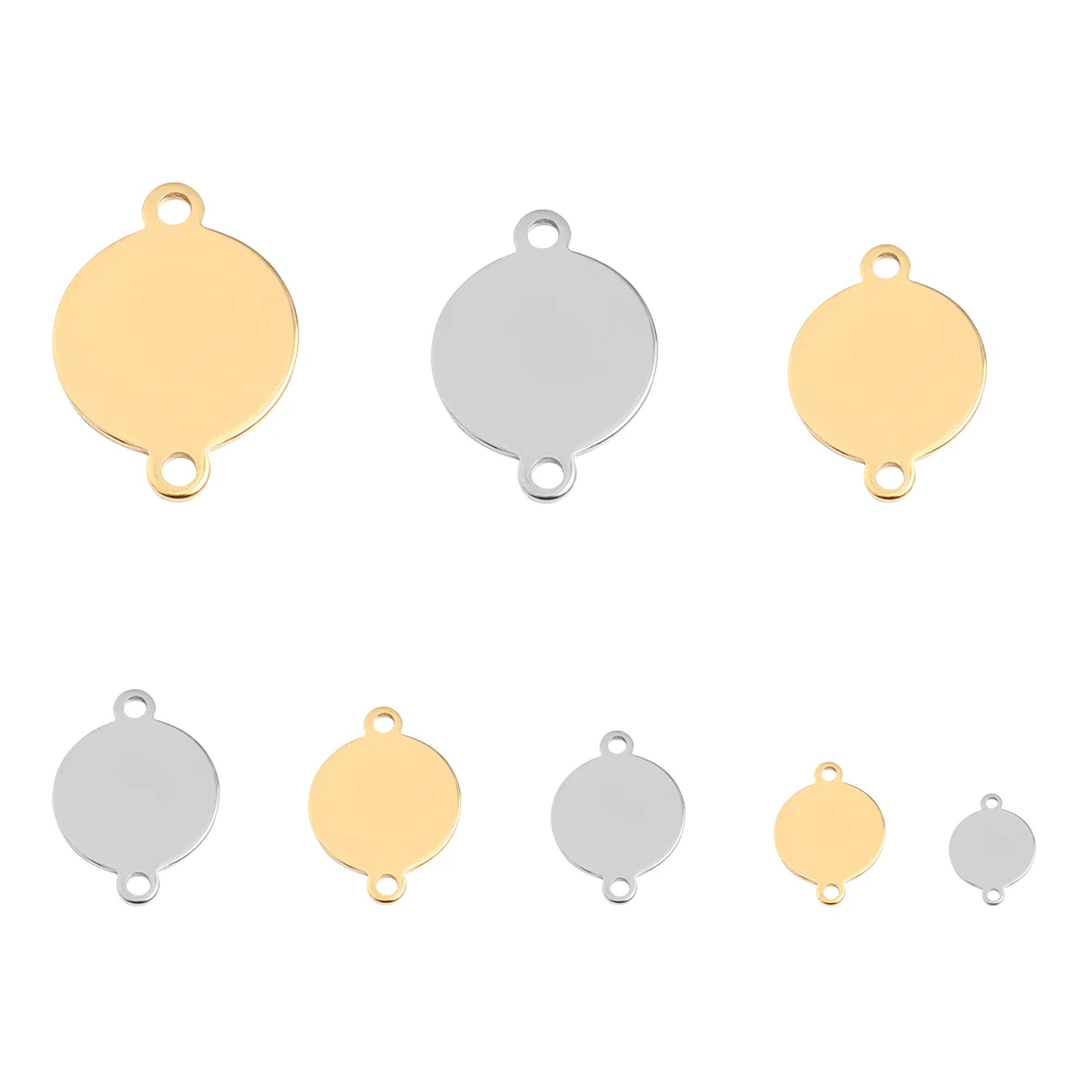 10 Stück runde Edelstahl-Charms für die Schmuckherstellung, Verbinder, Stempeln, leere Erkennungsmarken, Charm-Anhänger, passend für Halsketten im Großhandel – Detail 6