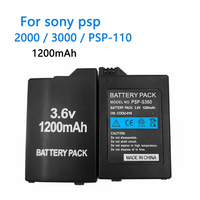 1200mAh 3.6V Rechargeable Lithium Ion Battery Pack for Sony PSP2000 PSP3000 PSP-S110 Console Gamepad Replacement Batteries