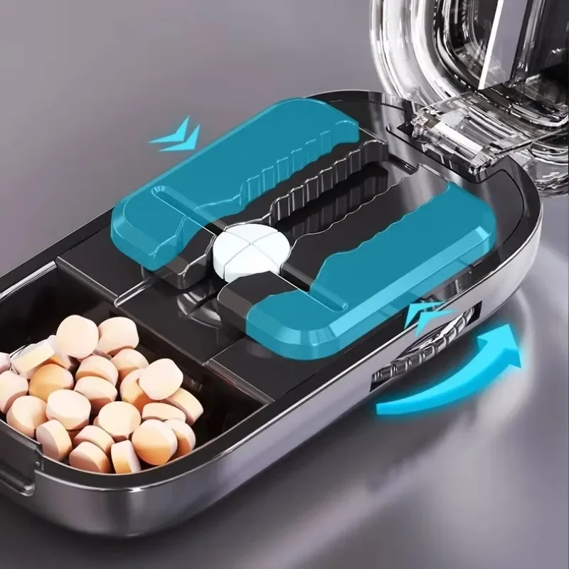 

Регулируемый портативный органайзер для таблеток с разделителями и измельчителем, пылезащитный контейнер для хранения лекарств