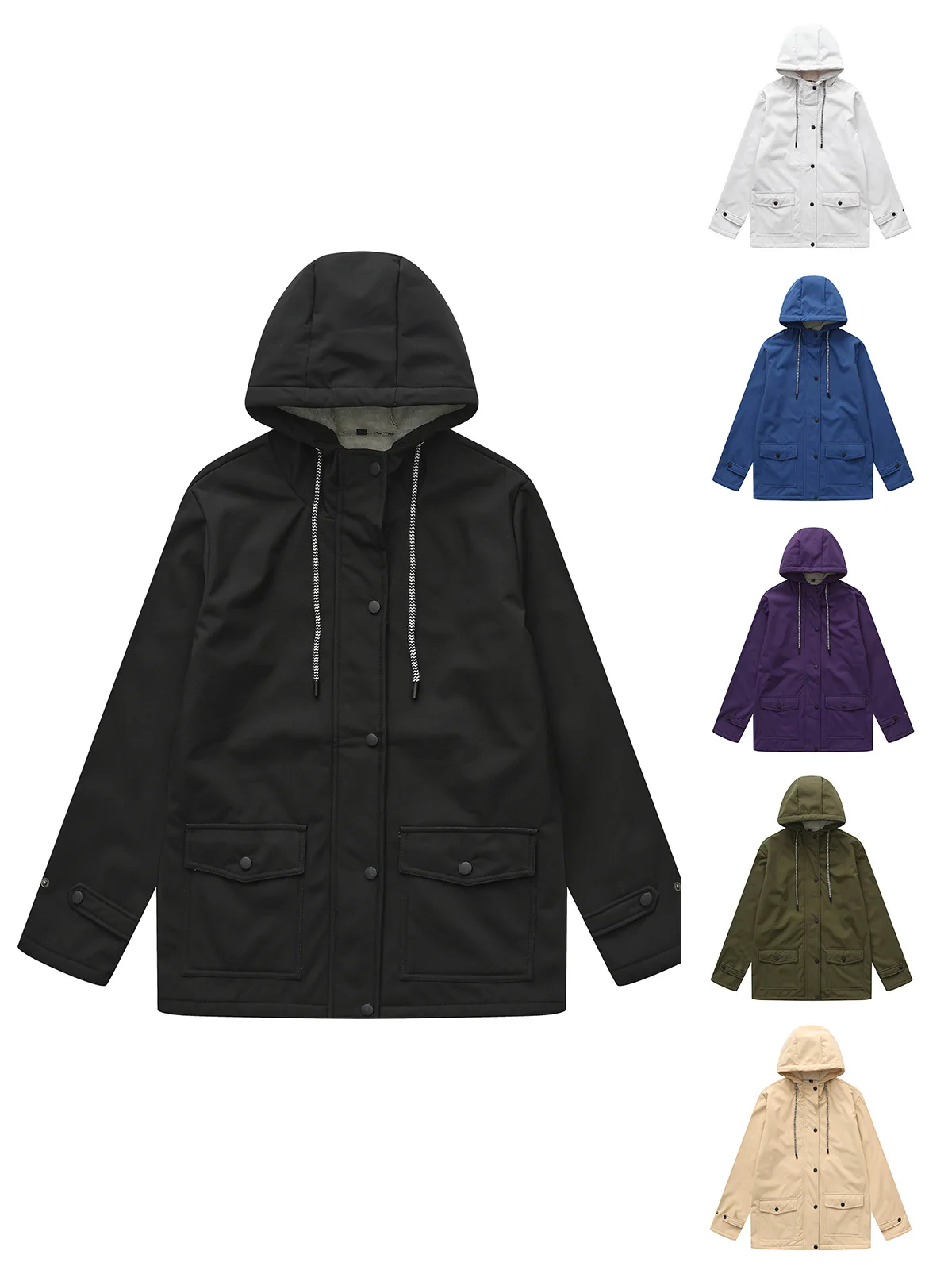 

New Autumn Fashion Casual Long Sleeve Zipper Pockets Solid Color Slim Fit Hooded Jacket,6 Colors