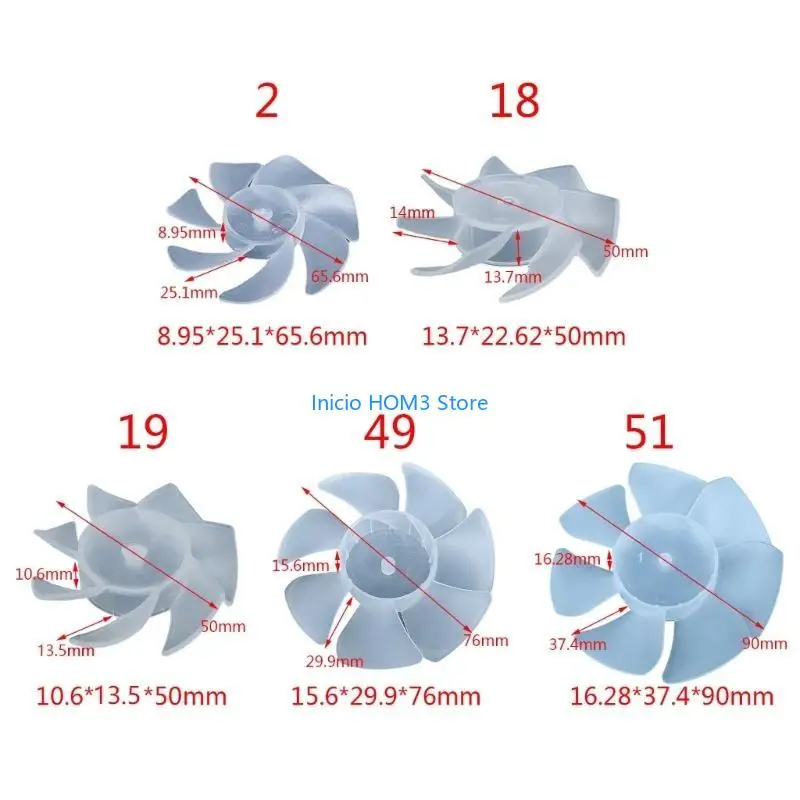 A5YD 팬 블레이드 7 가정용 헤어 드라이어 모터를위한 플라스틱 팬 블레이드 교체 잎