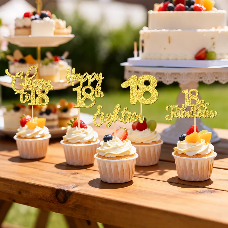 YOMDID 25 Cupcake-Topper zum 18. Geburtstag, glitzernde Cupcake-Topper zum 18. Geburtstag, glitzernde Cupcake-Picks zum 18. Geburtstag – Detail 7