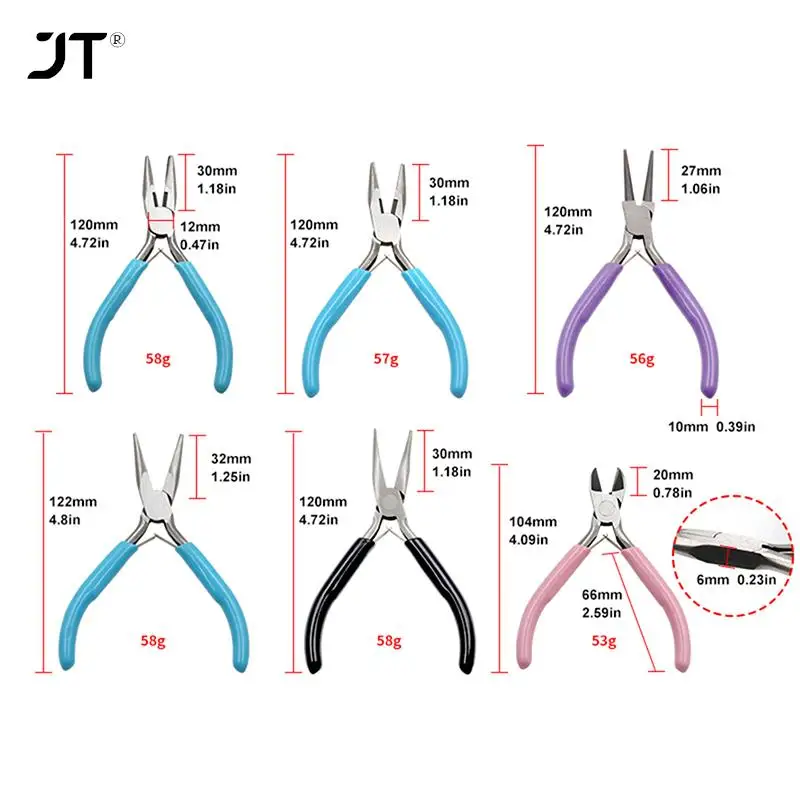 1Pcs Mini Pliers Insulated Cutter Clamping Stripping Wire Crimping Cable Cutters Round Long Nose Pliers For Jewelry Making Tools