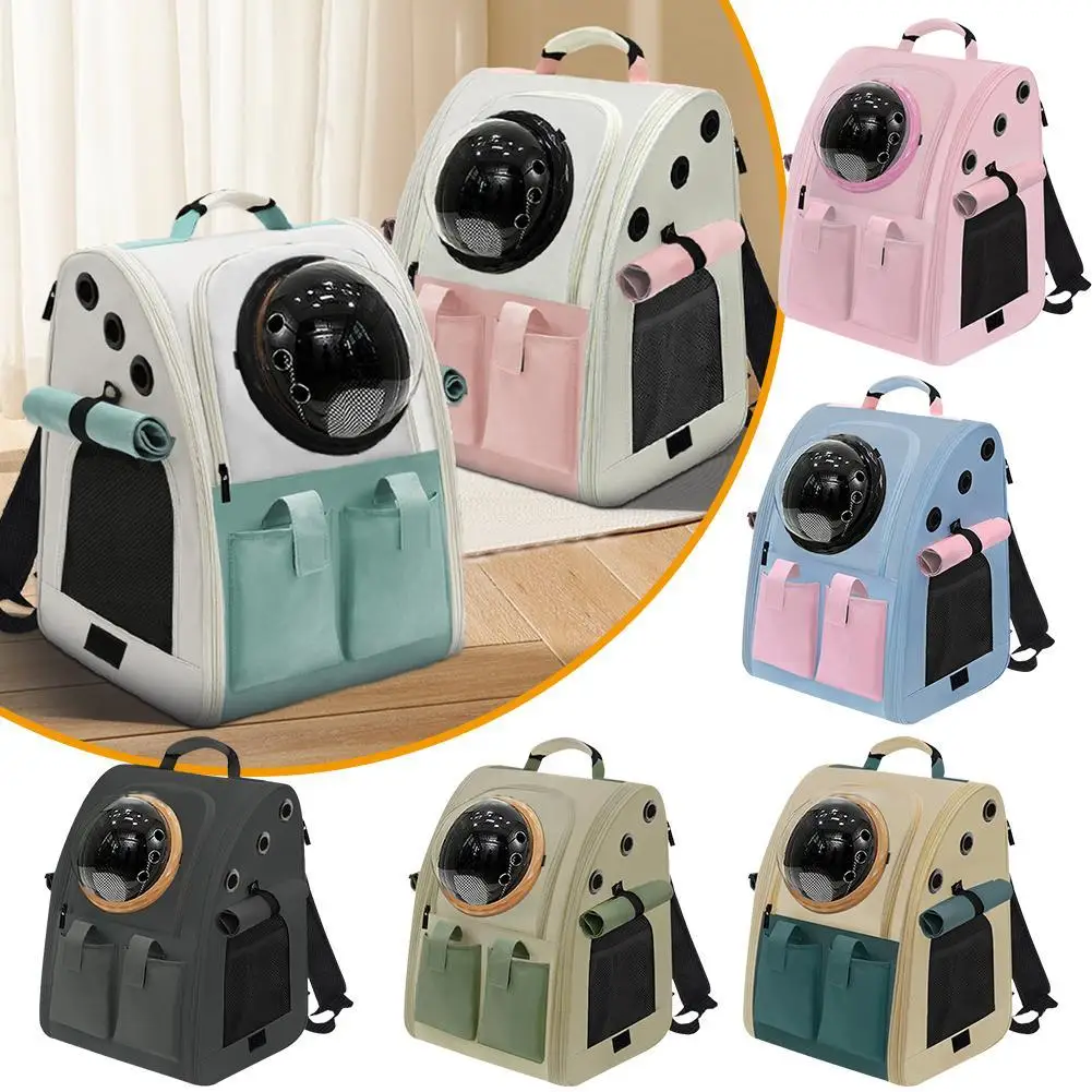 Nuevas suministros para mascotas de alta gama, mochila para gatos, mochila expandible transparente, bolso de hombro para mascotas al aire libre, bolso transparente plegable