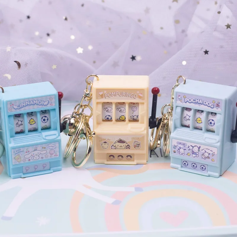 Sanrio Casino Game Console Anime KeyChain Melody Kuromi Cinnamoroll Cute Fashion Simulation Machine Keychain Kawaii Toy Gift