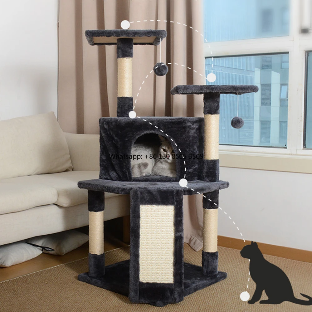 Короткая плюшевая деревянная когтеточка из сизаля