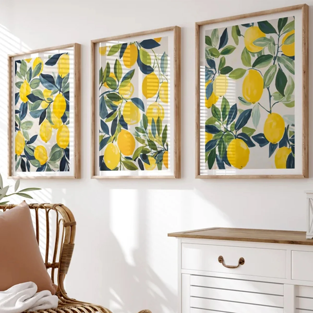 1/3 Stück mediterrane Zitronen Leinwanddrucke Poster moderne botanische ästhetische Kunstdrucke Wandkunst Home Decor Kunst Poster Geschenke