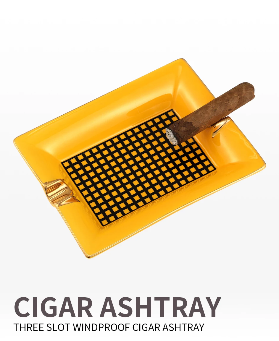 LUBINSKI Ashtray Ceramic Home 2 Slots Holder Cigar Ash Tray Luxury Travel Outdoor Ashtrays With Gift Box Packaging