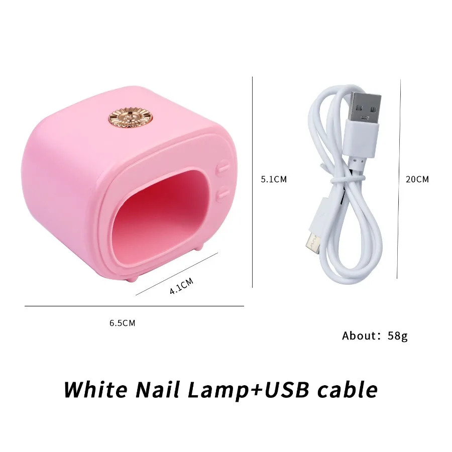 1Pc UV-Lamp Voor Gel Nagels Mini Tv Manicure Ei Thuis Nagelstudio Geen Zwarte Hand Usb-Kabel Snel Drogen 45S Nagellamp Draagbaar