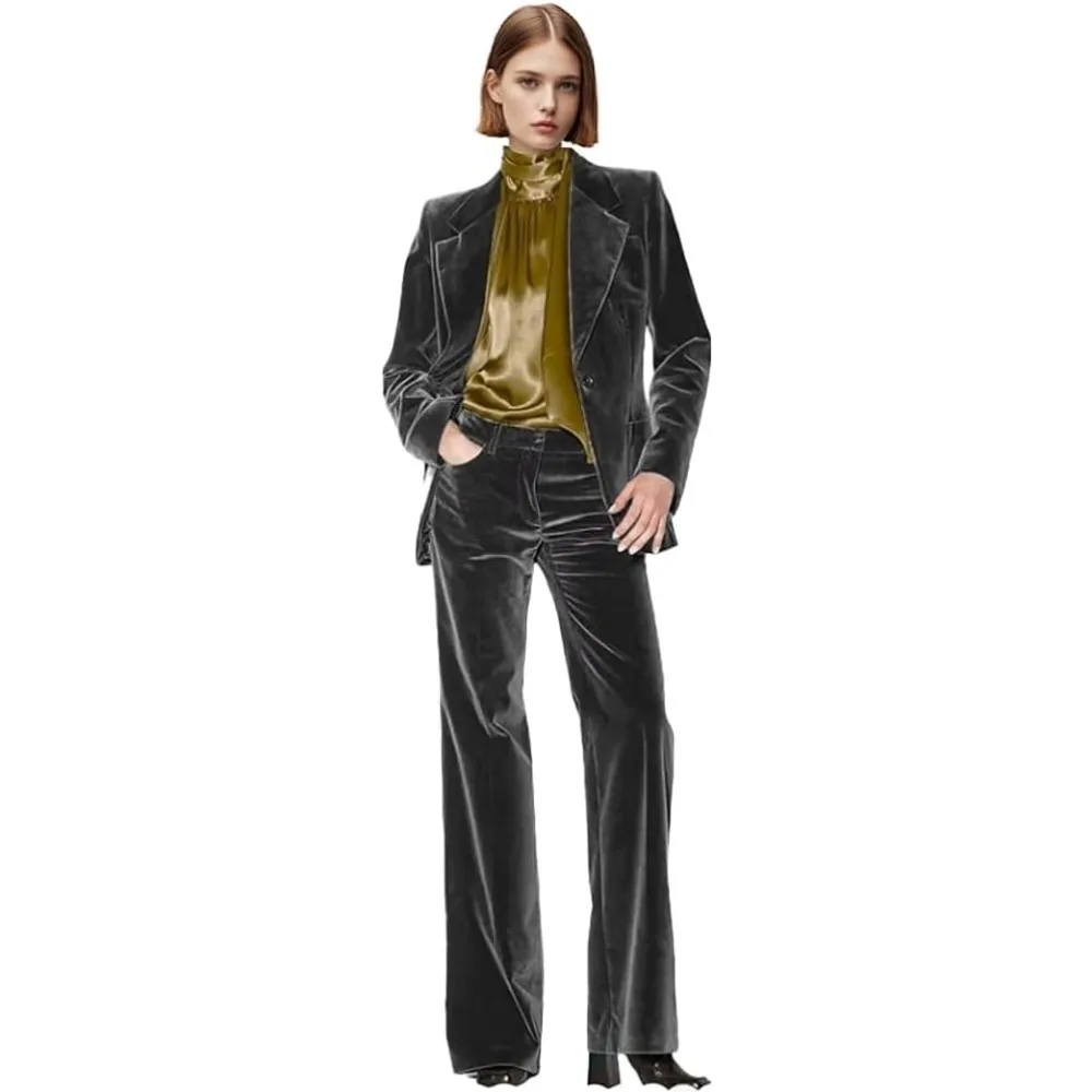 

2 PC Velvet Suit for Women Single Breasted Pants SuitWomenzara woman 2025 new collection ropa mujer traf