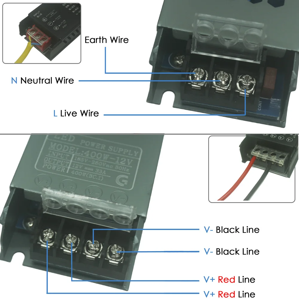 Imagem -06 - Transformador de Fonte de Energia para Led Strip Led Driver Conversor de Alimentação 12v 24v 60w 100w 200w 300w 400w 220v 230v ca para cc