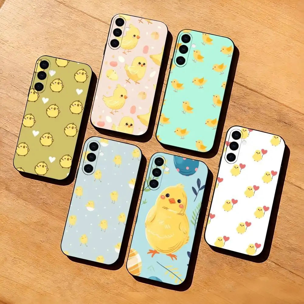Cute E-Easter C-Chick  Phone Case For Samsung Galaxy A73,A72,A71,A70,A53,A52,A51,Soft Silicone Black Cover