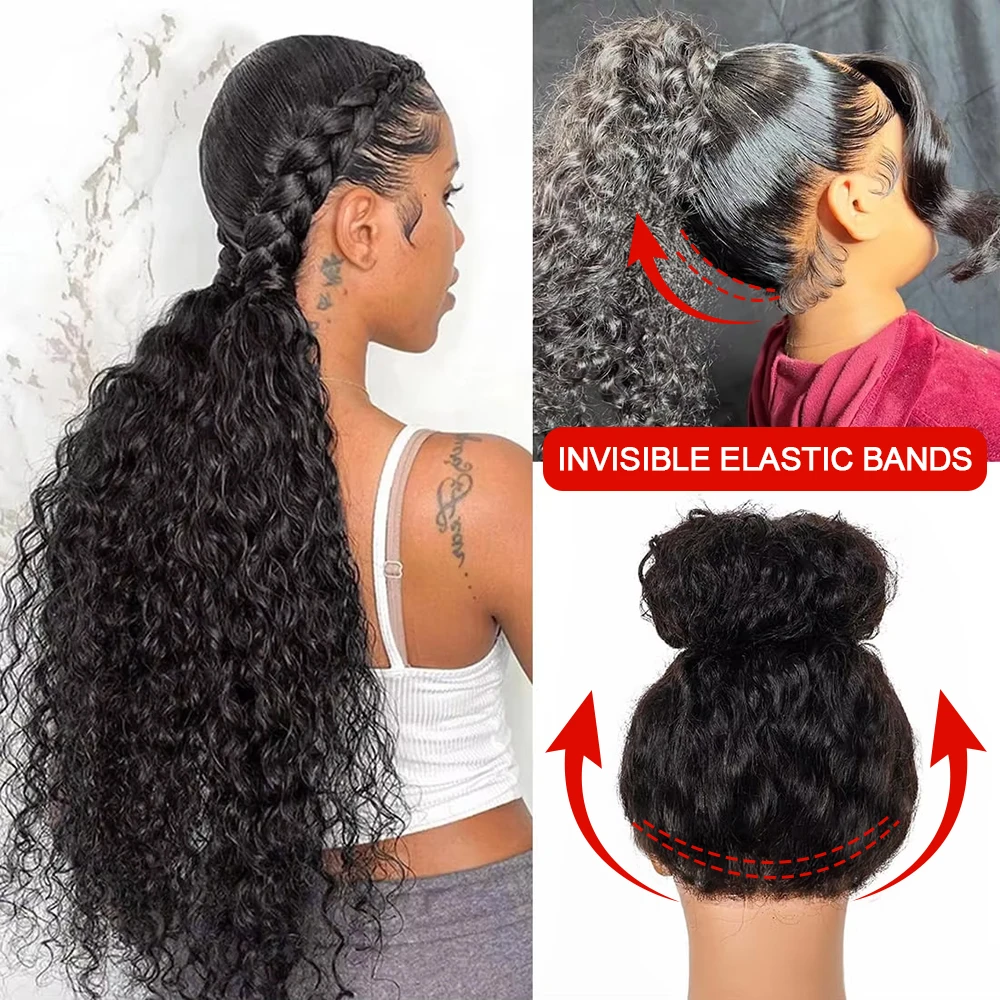 30 40 Inch Deep Wave Frontal Wigs Human Hair For Women 300% Density Curly Human Hair Wigs 360 HD Full Lace Front Water Wave Wigs image 3