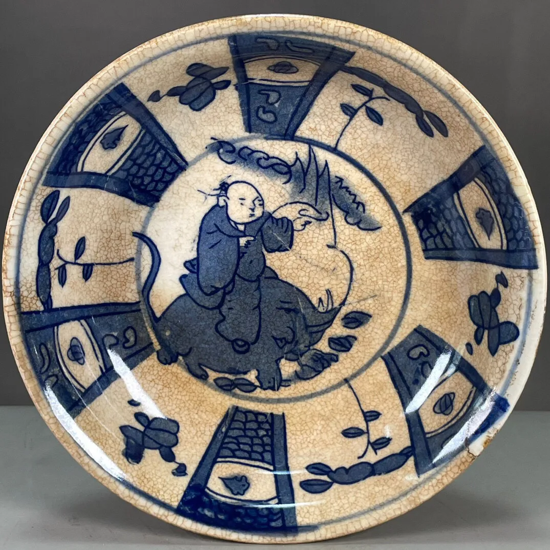 Ming Xuande Blue and White Porcelain Washer Antique Collectible Figure Story Pattern Hand-painted Brush Washer Chinese Ceramic