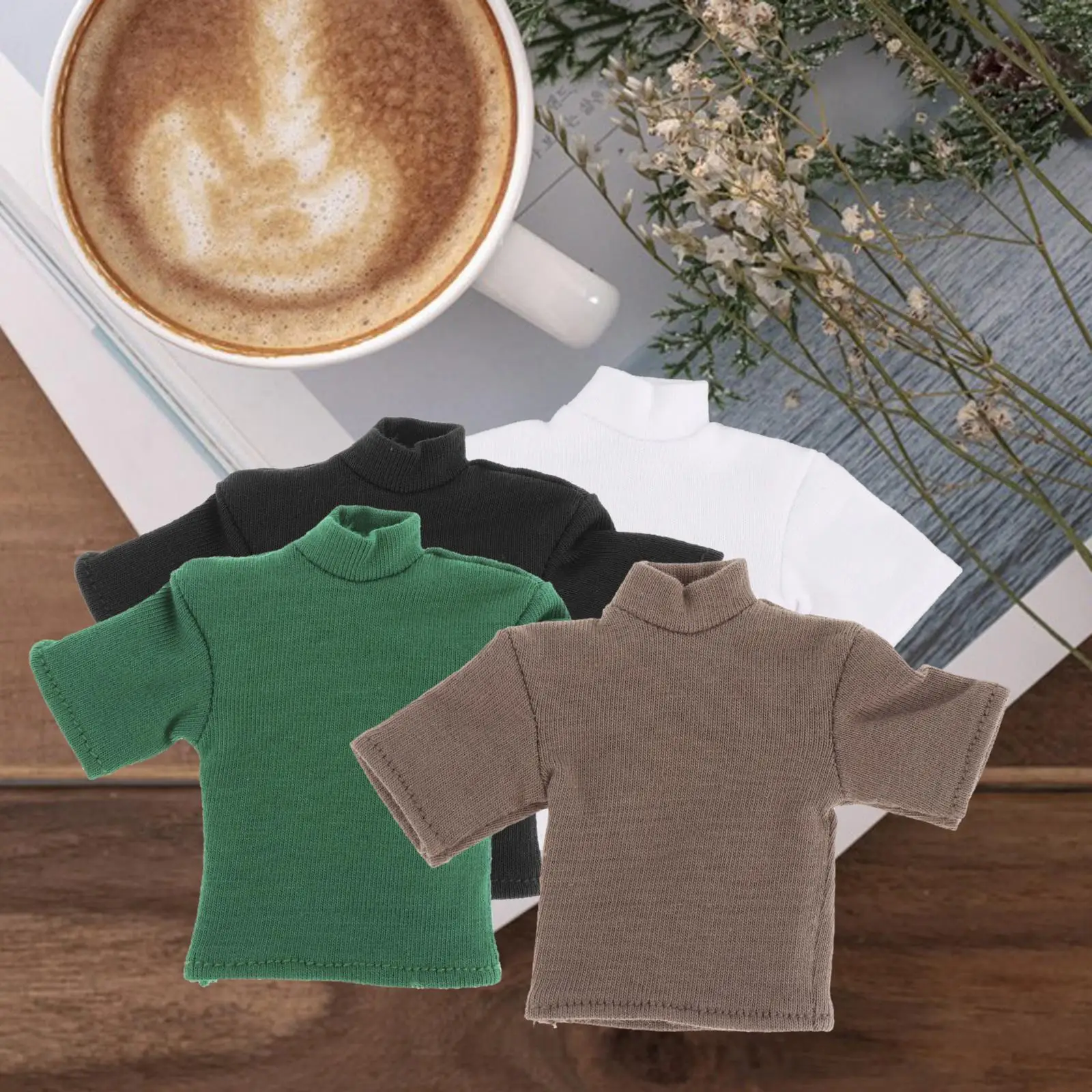 Camiseta em escala 1/12 para roupas de boneca de manga curta, roupas artesanais para modelos de 6 polegadas