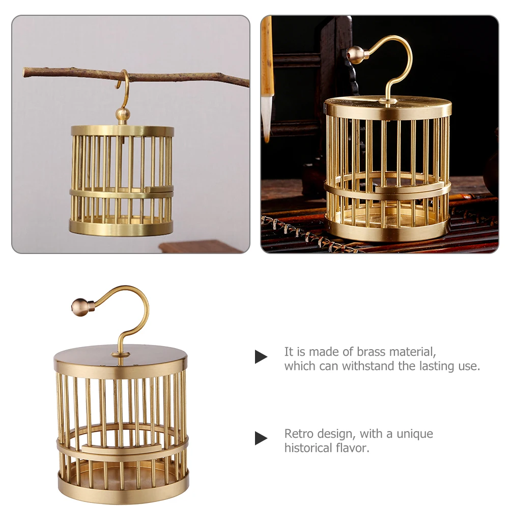 

Brass Bird Cage Decor nament Retro Home Statue Craft Adornment Desktop Vintage Decorative Cage Modeling Art Piece