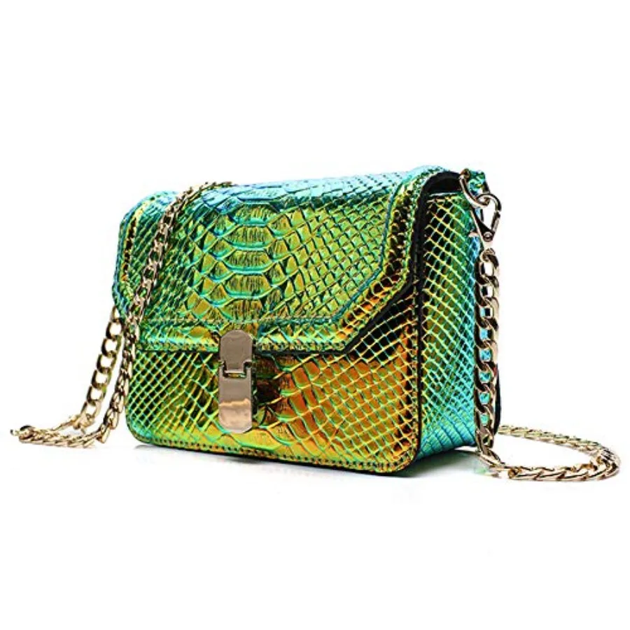 

RemeeHi Hologram Snake Skin Leather Shoulder with