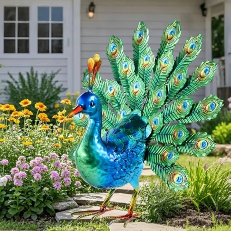 

Metal Peacock Decor Garden Statue Yard Art Outdoor Sculpture for Lawn Patio Backyard DecorationHousewarming Birthday Gifts for