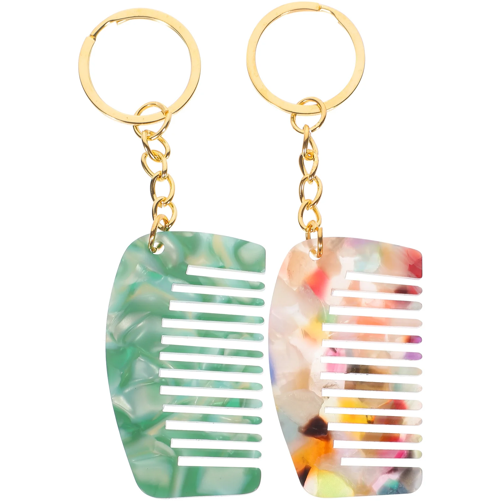 

2Pcs Mini Comb Keychains Stylish Durable Compact Pocket Hair Wide Tooth Comb Detangler Travel Keyring Wide Tooth Combs