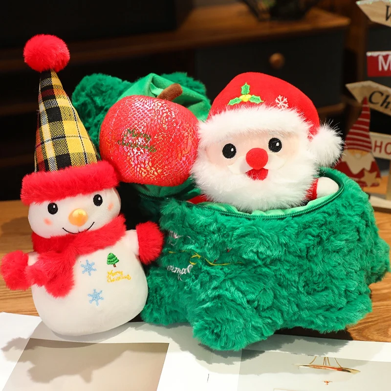 ชุดต้นคริสต์มาสคาวาอี้ ตุ๊กตาผ้าพลัฌ ของตกแต่งคริสต์มาส หมอนตุ๊กตา การ์ตูน ตุ๊กตาผ้าเนื้อนุ่ม
