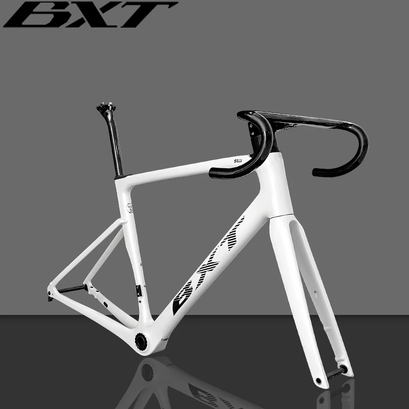 Ultralight Carbon Fiber Road Bike Frame, Frameset with Handlebars, Suitable for T47, T700 +, T800, 2024