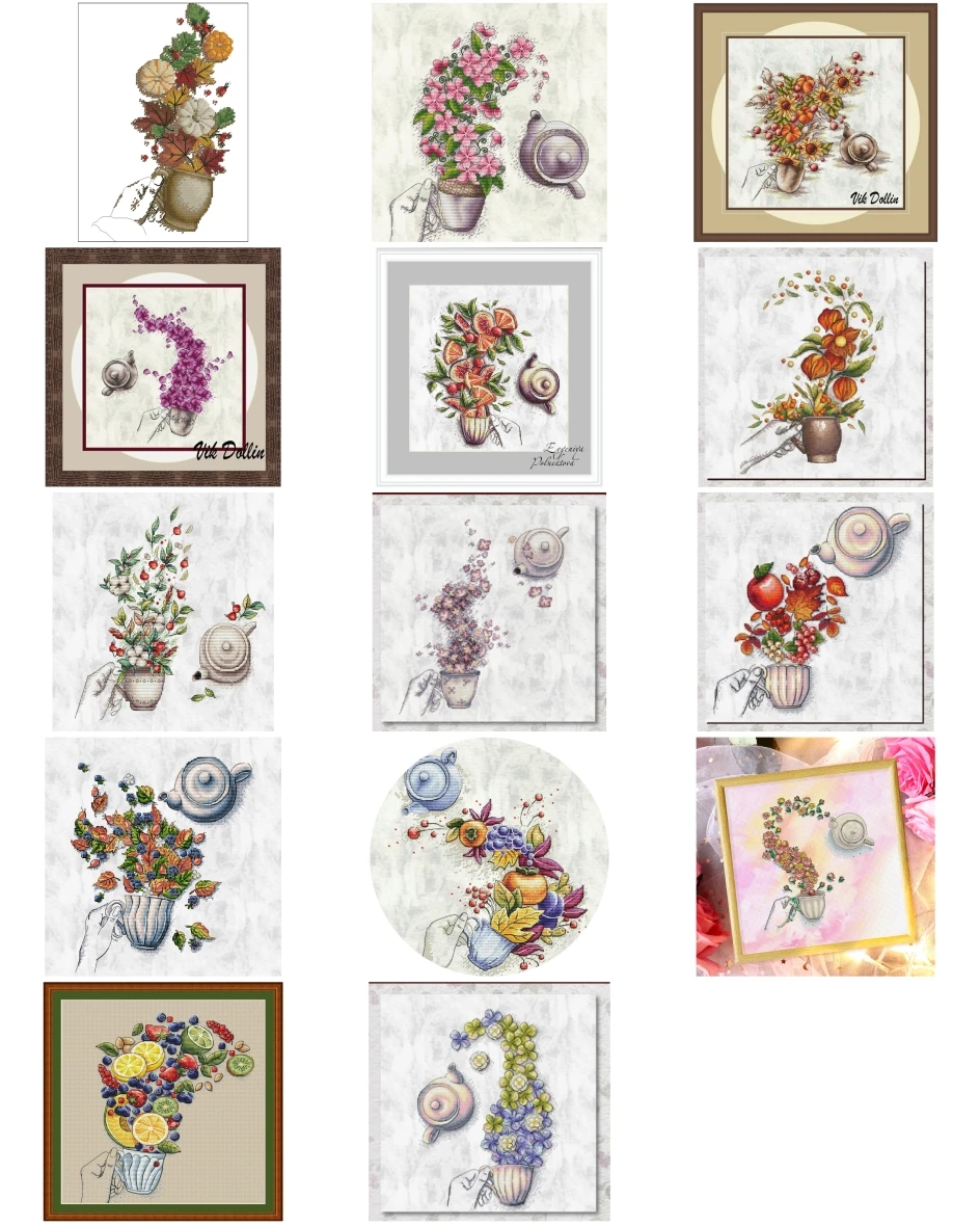 Tea and Flower Series Counted Cross Stitch Kit Rabbit smelling flowers Handmade Needlework For Embroidery 14ct Cross Stitch