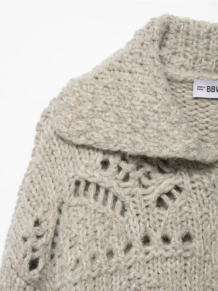 Women Knitted Cardigan 2025 Women Fashion Long Sleeve Button  Hollow-Out Knitted Cardigan Women Hight Street Elegant Top