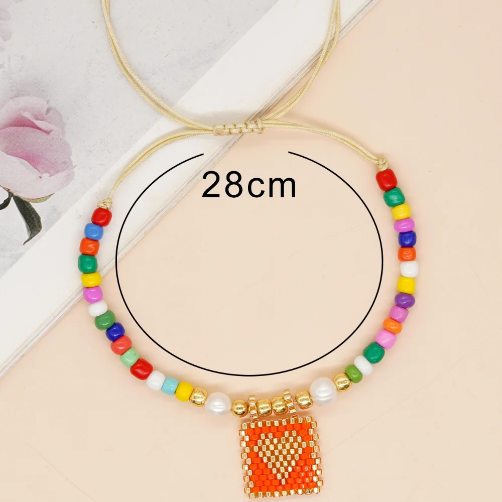 Miyuki Love Heart Charm Bracelets Rainbow Beaded Friendship Bracelet for Women Teen Girl Boho Summer Jewelry Handmade Gift - Detail 1