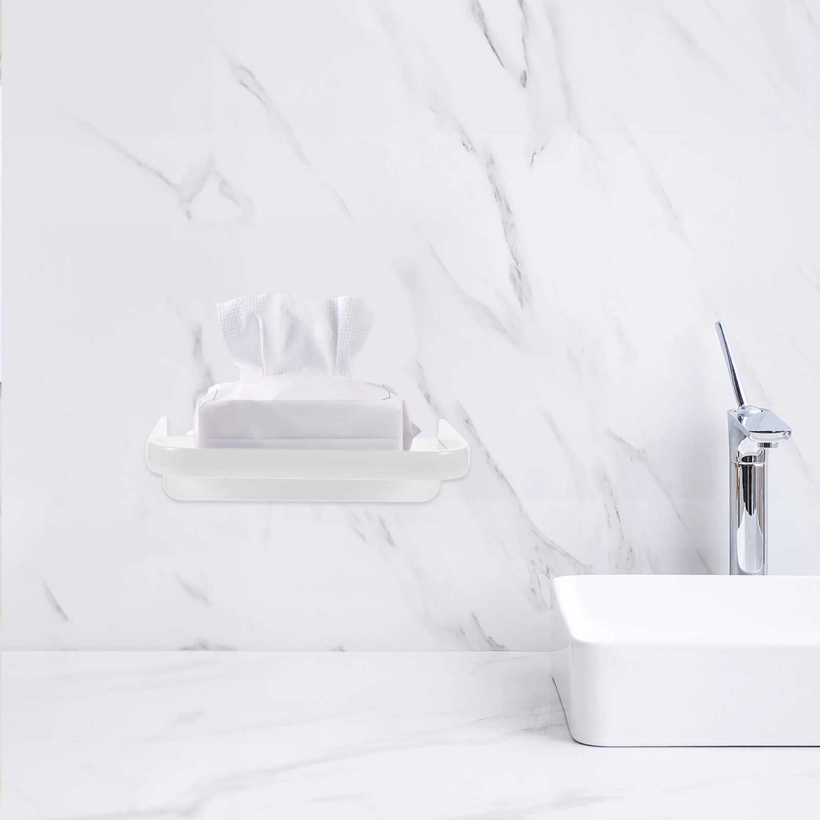 

Wall Mounted Tissue Box No Drilling Bathroom Organizer Phone Holder Modern Toilet Paper Dispenser Storage Tissue Holder