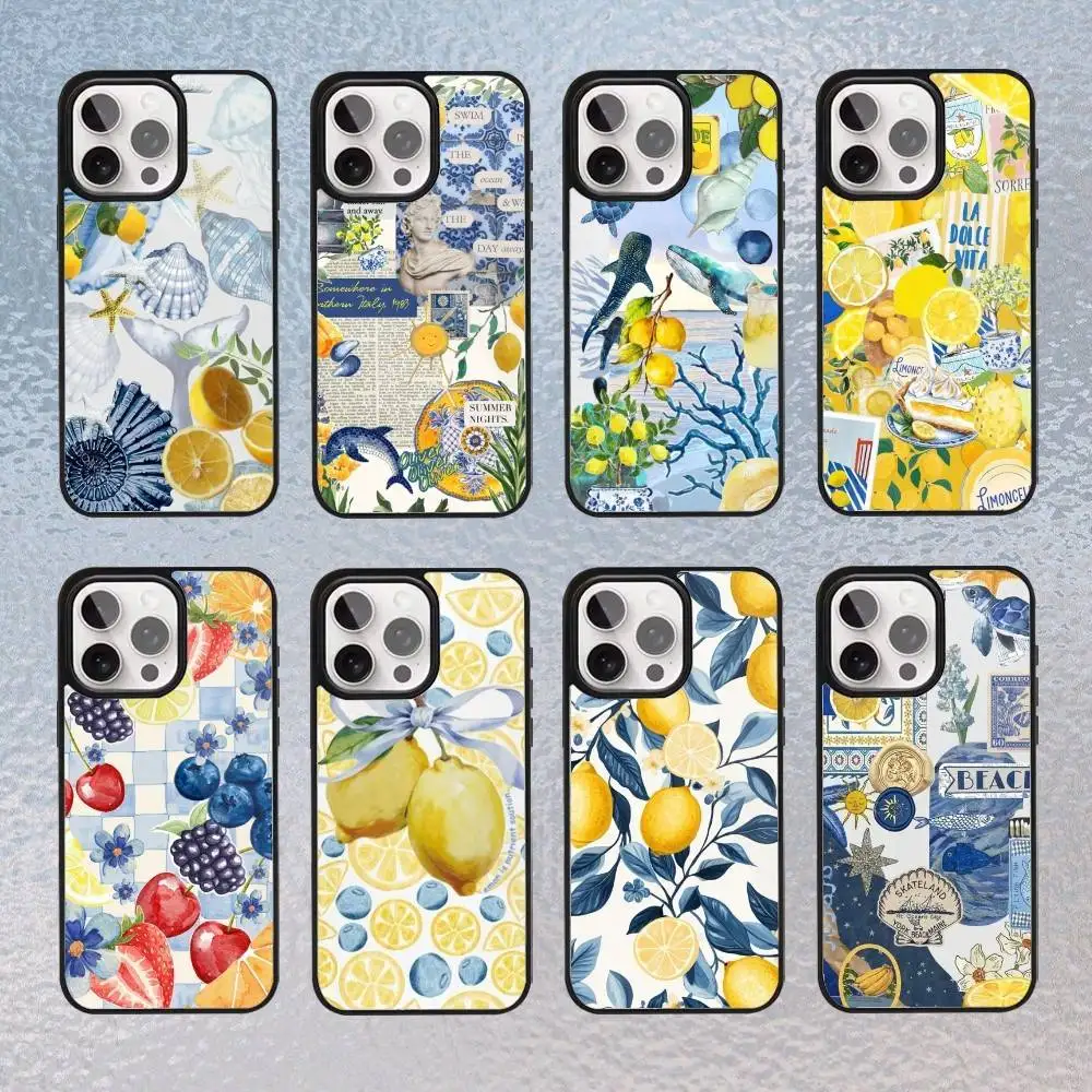 

Seaside Scenery Wine Lemon Phone Case for iPhone 17,16,15,14,13,12,11 Plus,Pro Max Magnetic Wireless Charging Cover