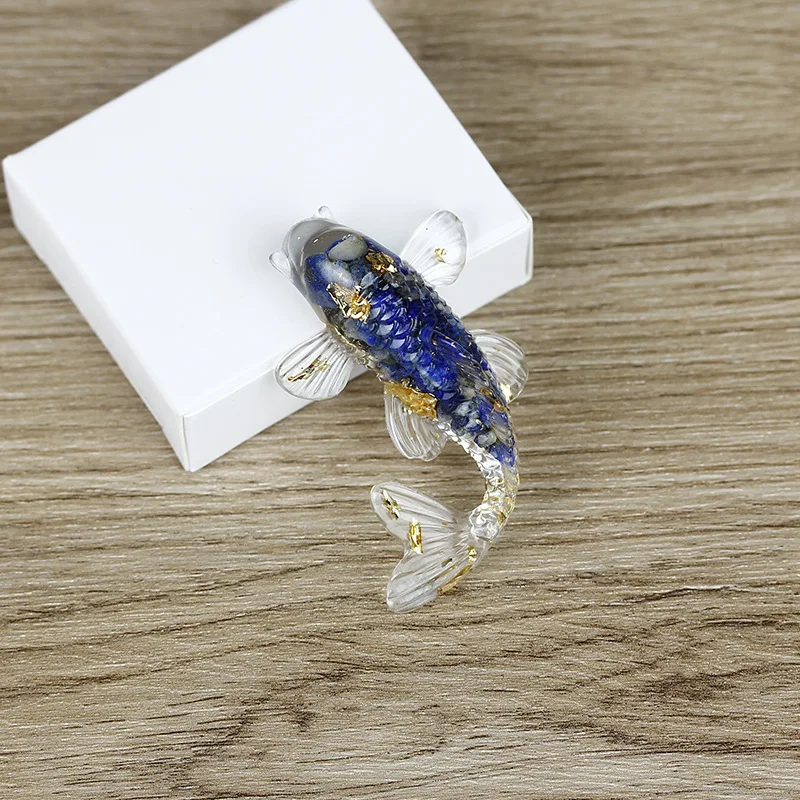1pc Crystal Fish Figurine Artificial Gravel Carp Ornaments Koi Fish Ornament Drip Gel Little Fish for Car Desk Decorations