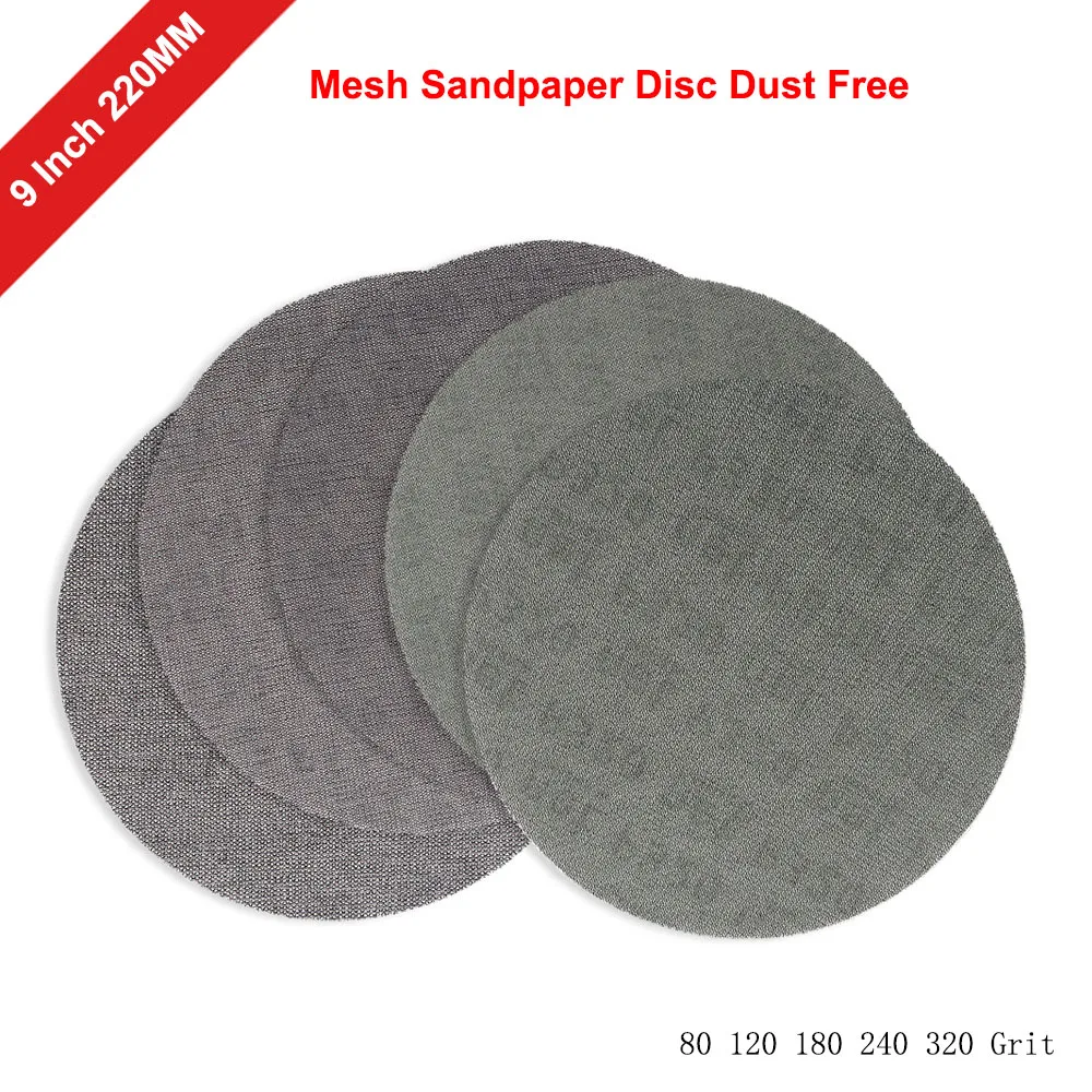 

9 Inch 220mm Mesh Sandpaper Autonet Mesh Sanding Disc Dust Free Anti-blocking Dry Grinding 80/120/180/240/320 Grit