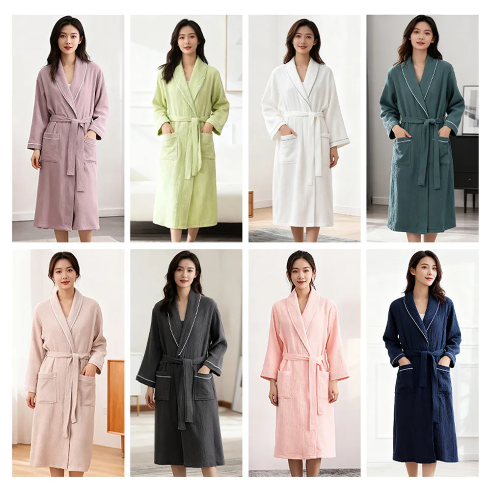 Bathrobe for Women Men Cotton Gazue Quick Drying All Season Thin Design Hotel Bth Towel Beauty Salon Bath Robe Couples