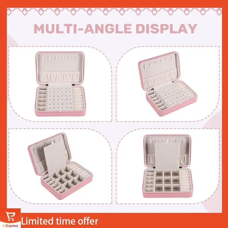 Fresh Korean Style Jewelry Box Organizer Display Storage Leather Large Big Mirror Multi-Function Necklace Earring Ring Box For J