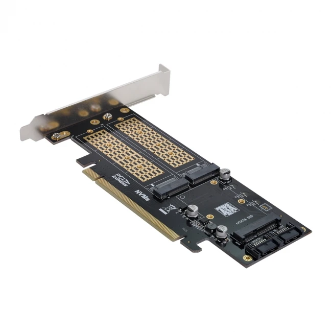 PCI Express PCI-E 3.0 & Dual SATA to NGFF NVME MSATA M-Key B/M-key SSD Adapter