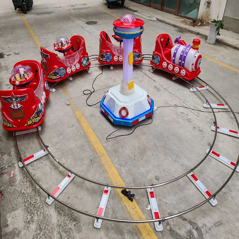 Electric track train train with music for 7 people to play games indoors and outdoors