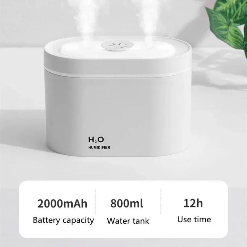 

USB Mist Maker Night Light Home Large Capacity Household Bedroom Office 800ml Double Nozzle Air Humidifier