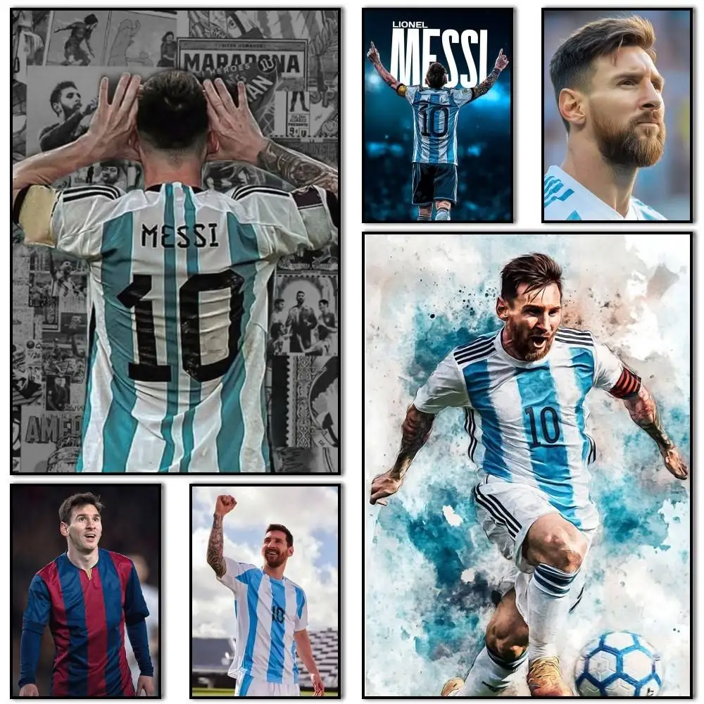 Argentina NO.10 MESSI Poster Self-adhesive Art Waterproof Paper Sticker Coffee House Bar Room Wall Decor