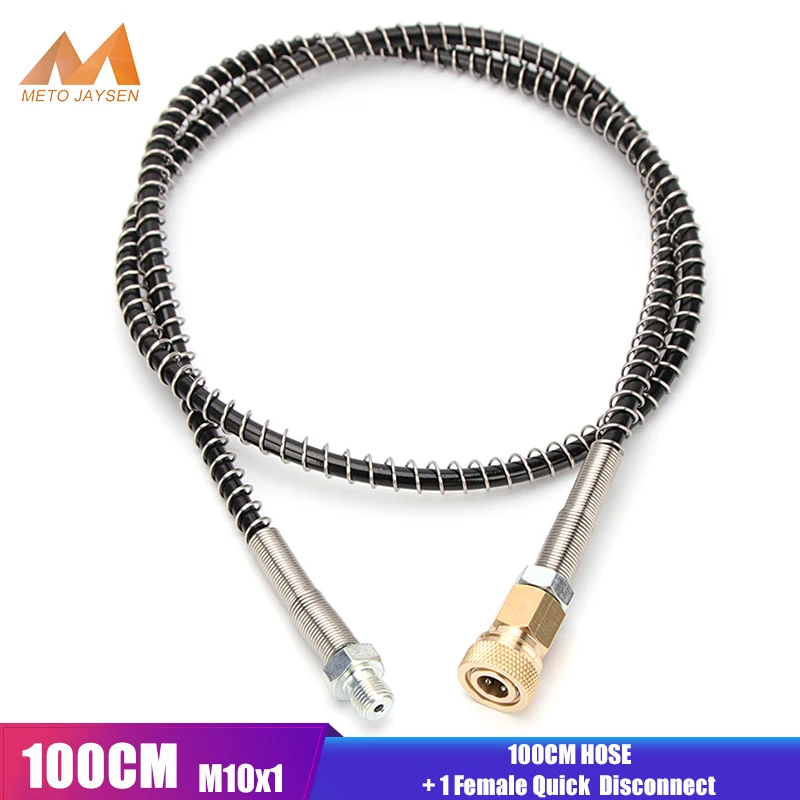 

100cm High-Pressure Nylon Hose with Quick Connect Couplings M10x1 Thread 40Mpa PCP Pneumatics Air Refilling with Spring Wrapped