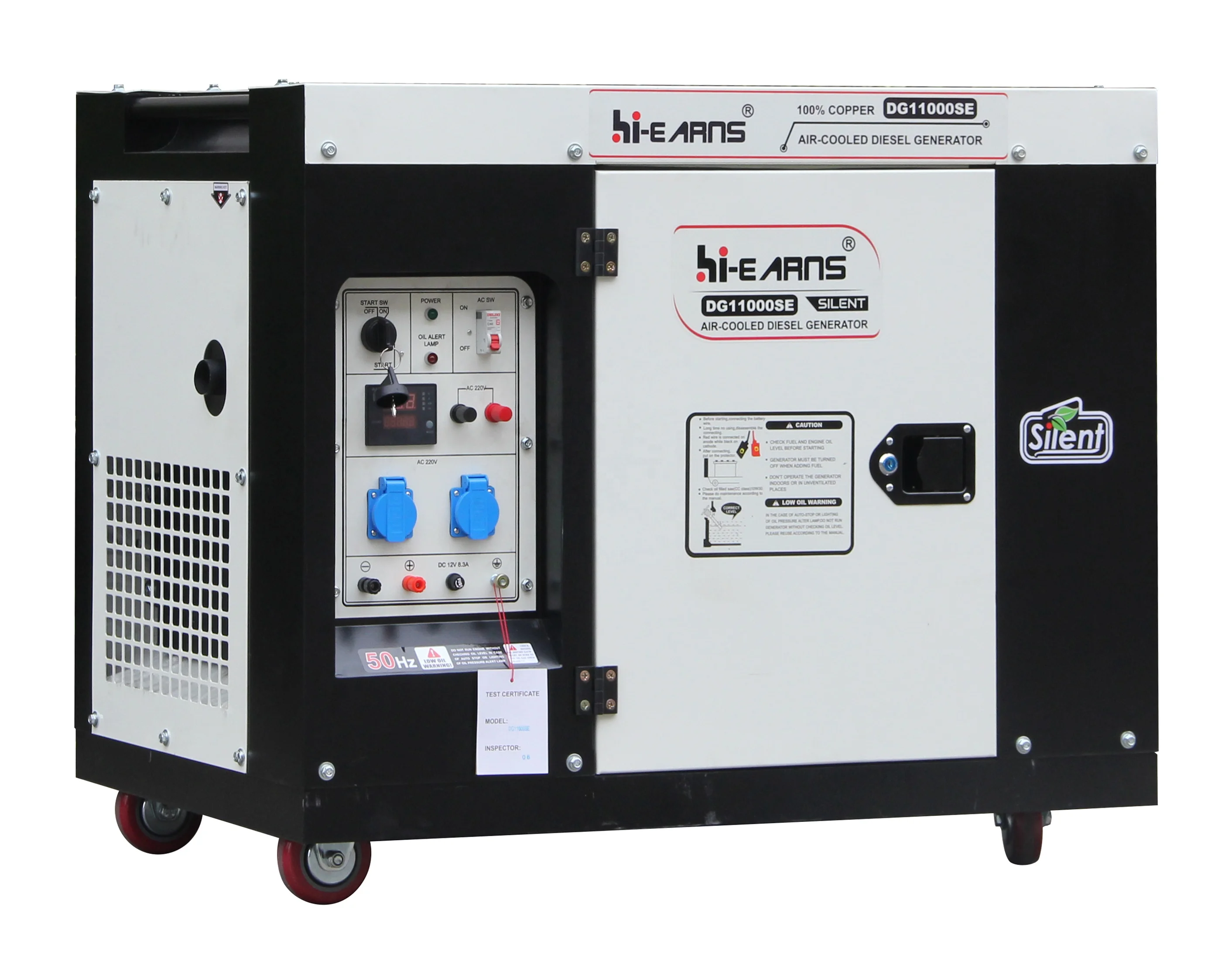 

Hi-earns 8kw 10kva silent model fuel level sensor die·sel generator with universal wheel