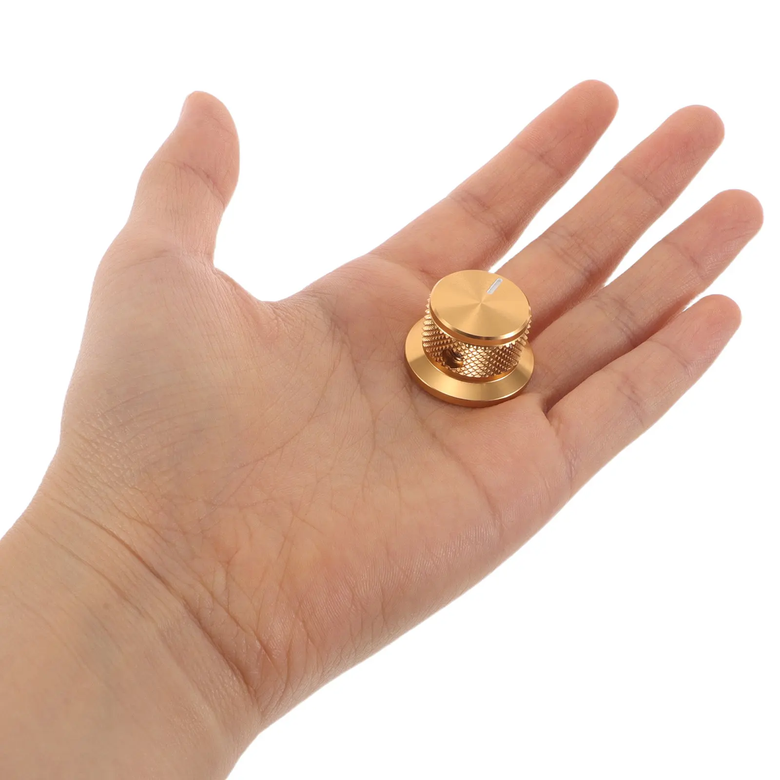 

2Pcs Audio Aluminum Volume Control Knobs Golden Rotary Potentiometer Caps for Mixer Amplifier Guitar Replacement