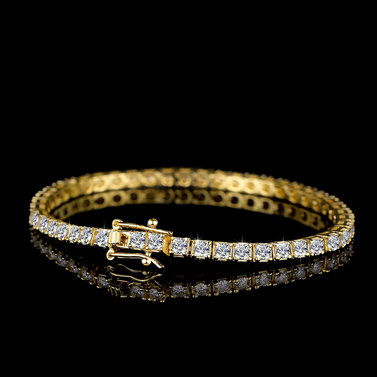 Moissanite Tennis Chain 18K Gold Bracelet for Men and Women 2.5MM Moissanite Handmade Platinum PT950 Diamond Bracelet