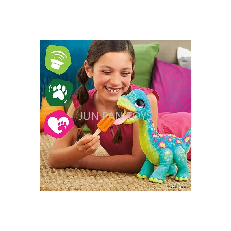 Furreal Friends Snackin' Sam The Bronto 40+ Sounds and Reactions, Electronic Interactive Plush Pets Dinosaur Children Toys Gifts