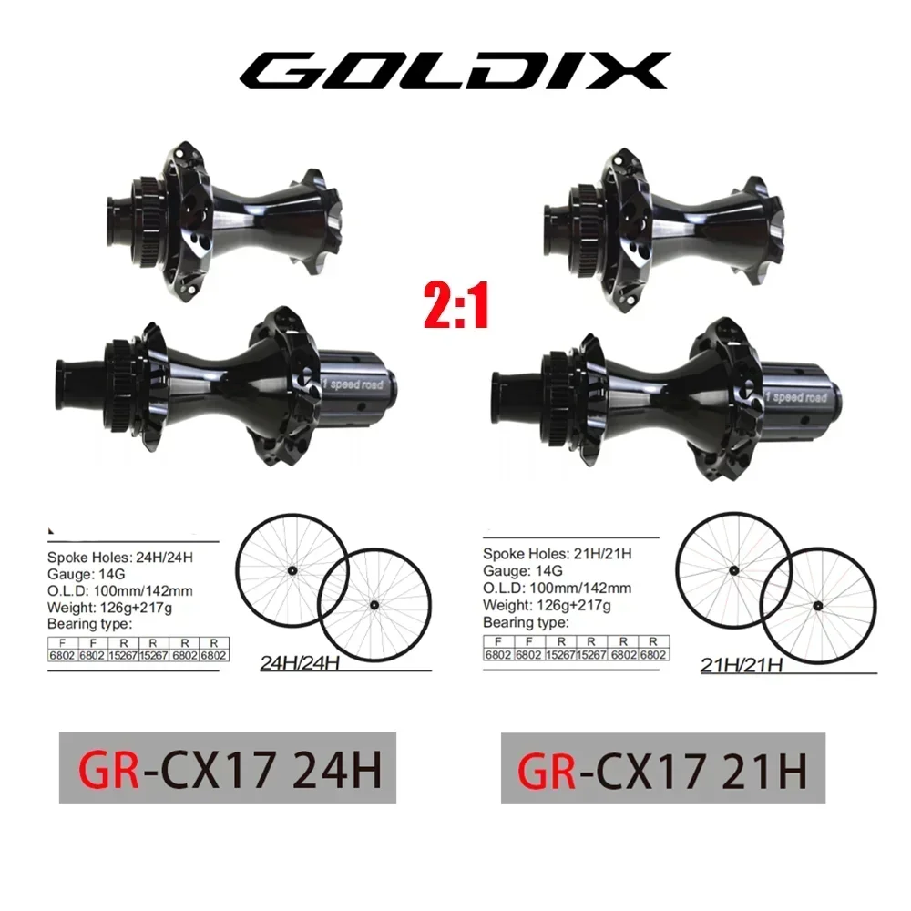 GOLDIX CX17 Bicycle hub 21/24Hole Center Lock 2:1 straight pull spoke suitable for SHIMANO 8170 and RED transmission system