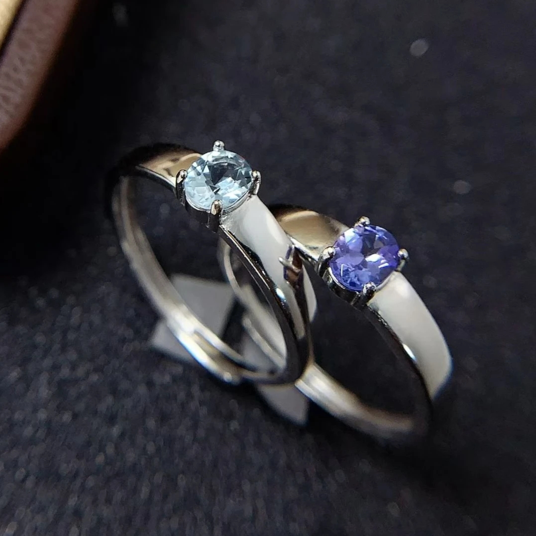 

Кольцо из чистого серебра 925 пробы с натуральным аквамарином и сертификатом, 4 мм*5 мм, 0,4 карата, подлинное украшение с танзанитом, подарок на день рождения для женщин