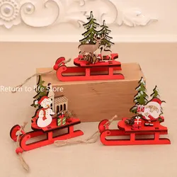 Xmas Christmas Wooden Pendants Wood Craft Christmas Tree Decorations Christmas Gifts Kid Toys Home Decorations DIY New Year 2024