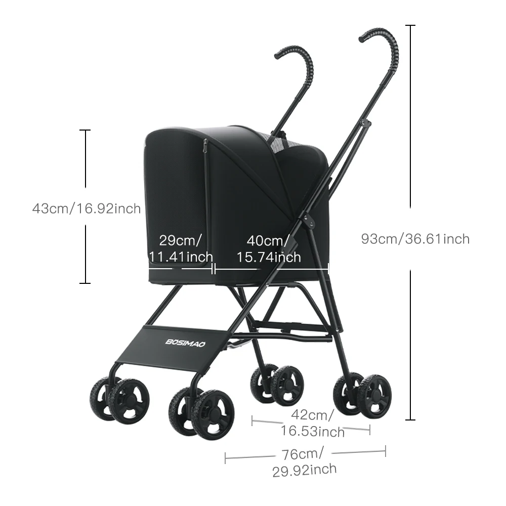 One-Click Folding Small Pet Dog Cat Stroller for Outdoor Travel with 10kg Load Capacity and it takes up very little space