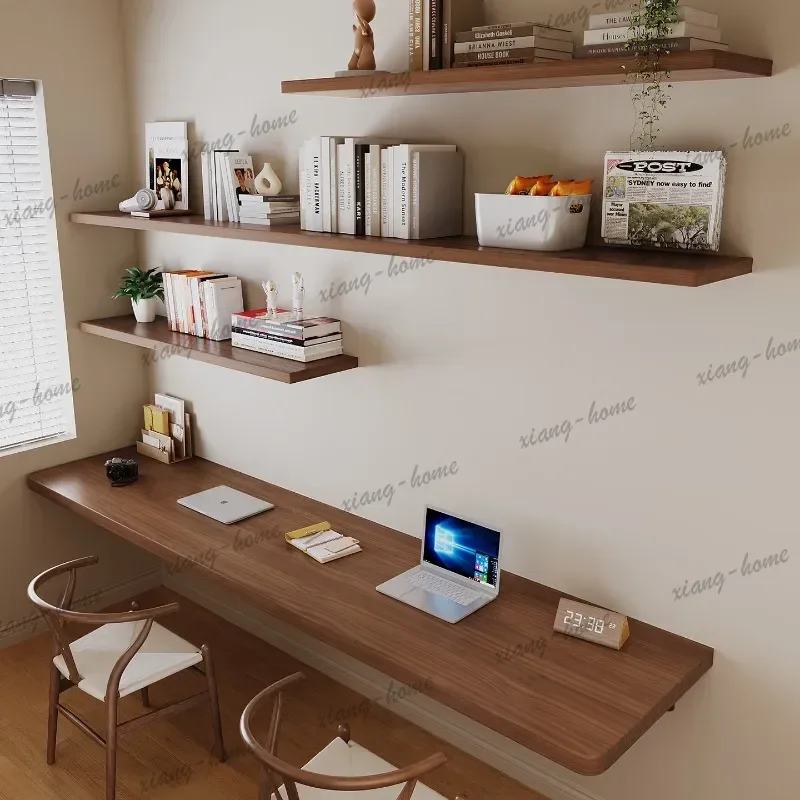 YJ Modern Creative Floating Solid Wood Desk Nordic Simple Wall-mounted Study Computer Desk  Bedroom Furniture Плавучий Стол FYFD
