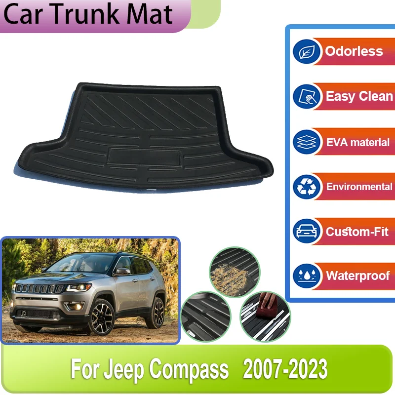 Car Rear Trunk Mats For Jeep Compass Accessories 2007~2023 Cargo Boot Carpet EVA Floor Tray Liner Waterproof Car Accessories