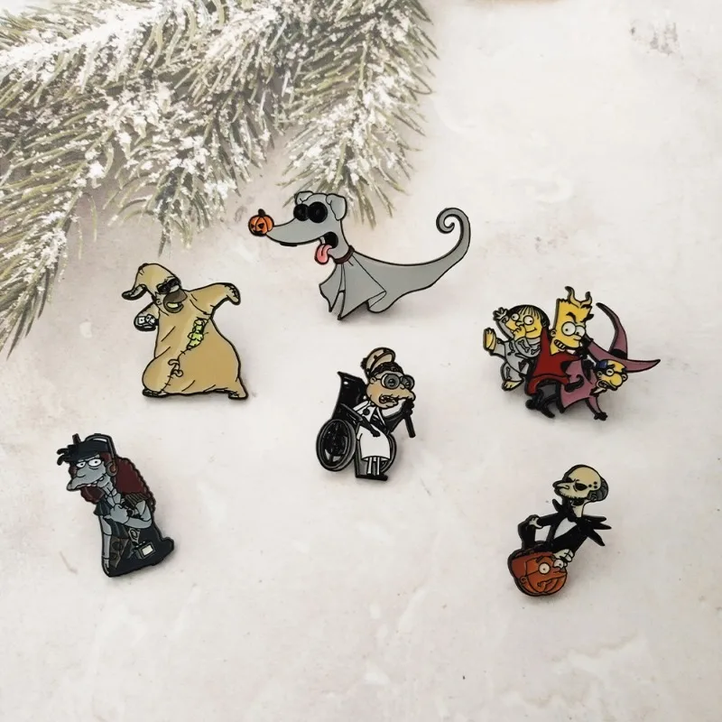 Cartoon Cute Personality Simpson Series Metal Badge Pin Q Version Halloween Brooch Clothing Accessories Birthday Gift for Friend